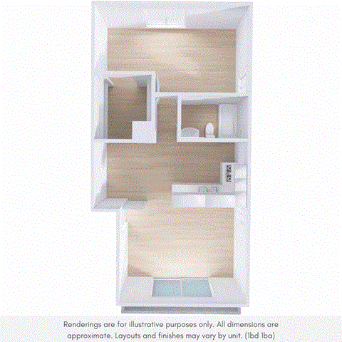 Floor plan for 1 bed, 1 bath, 850 sqft